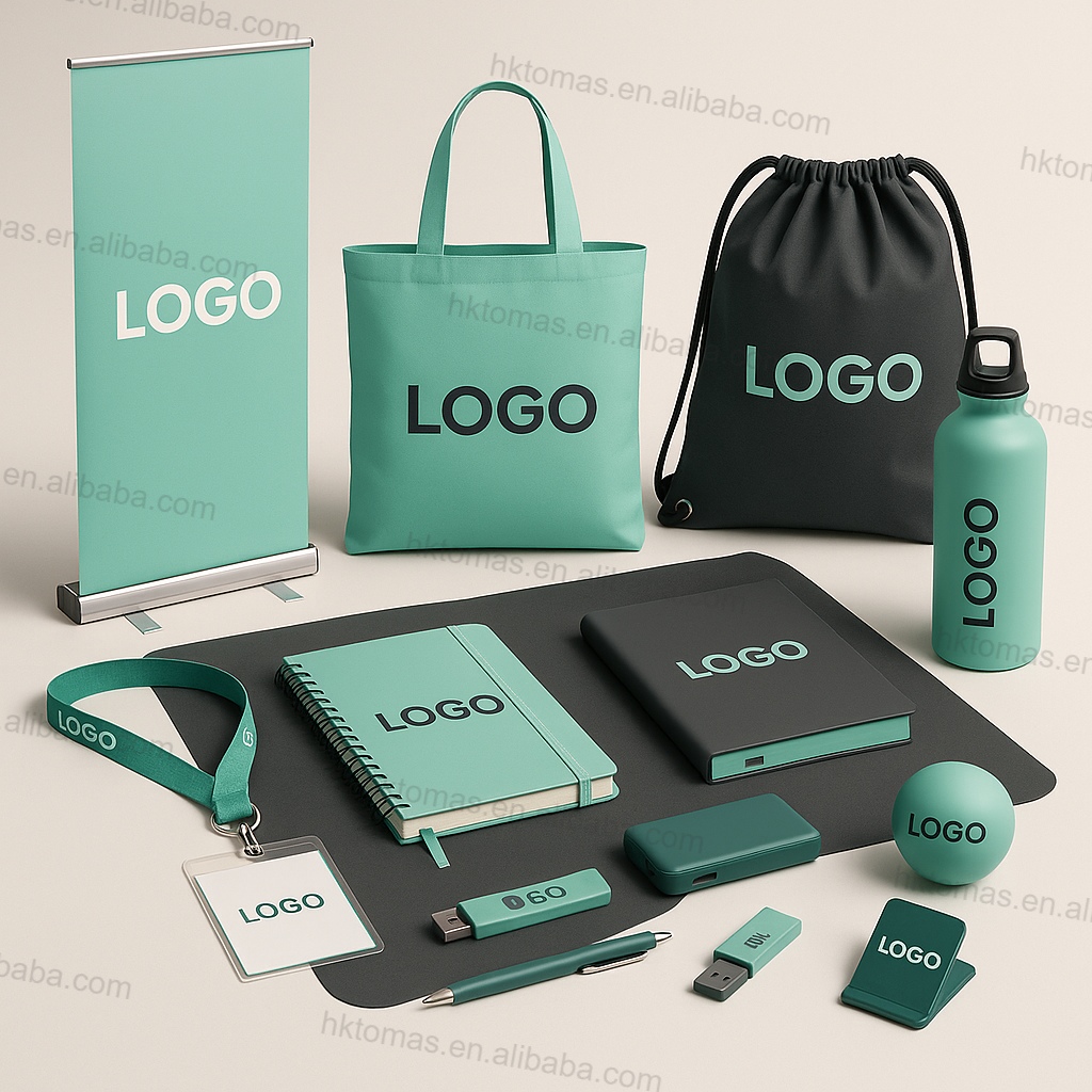 Relatiegeschenken met bedrijfslogo zoals drinkfles, notitieboek en tas